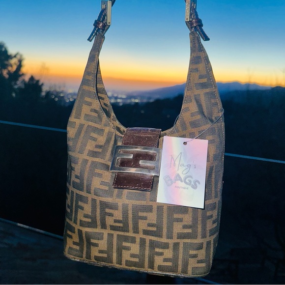 Fendi: Zucca Monogram Croissant Baguette Hobo Bag - Picture 6 of 16